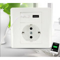 Dual USB Ports Wall Power Socket One Outlets Fireproof PC Shell Adapter